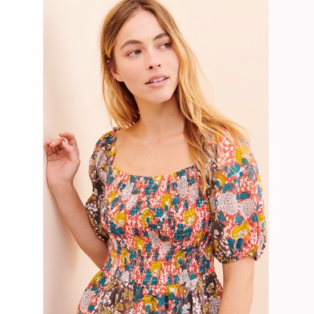 Anthropologie Taria Puff Sleeve Mini Dress NWT - Picture 3 of 4